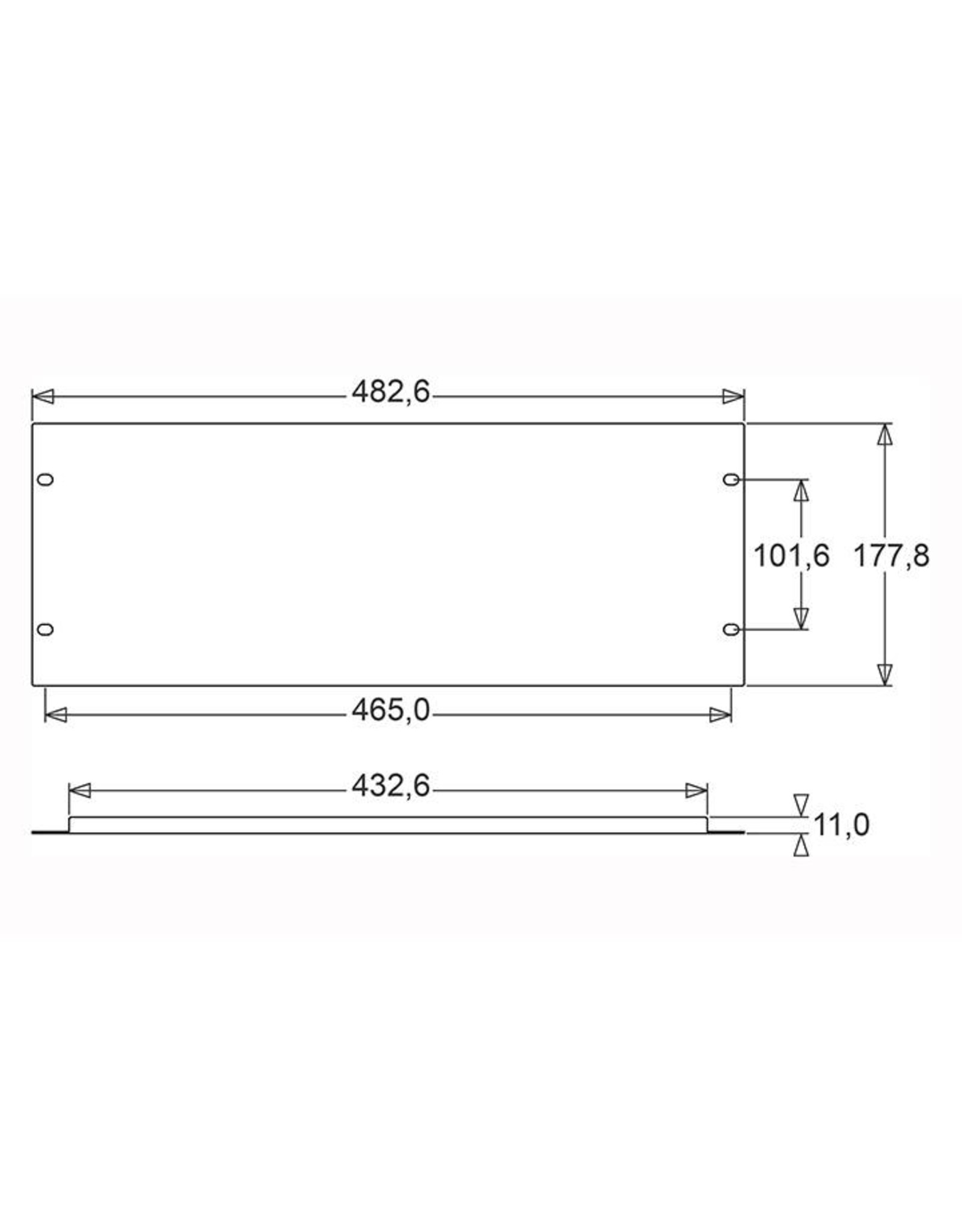 Penn Elcom Penn Elcom plain rack panel, steel, flanged, 4U, black