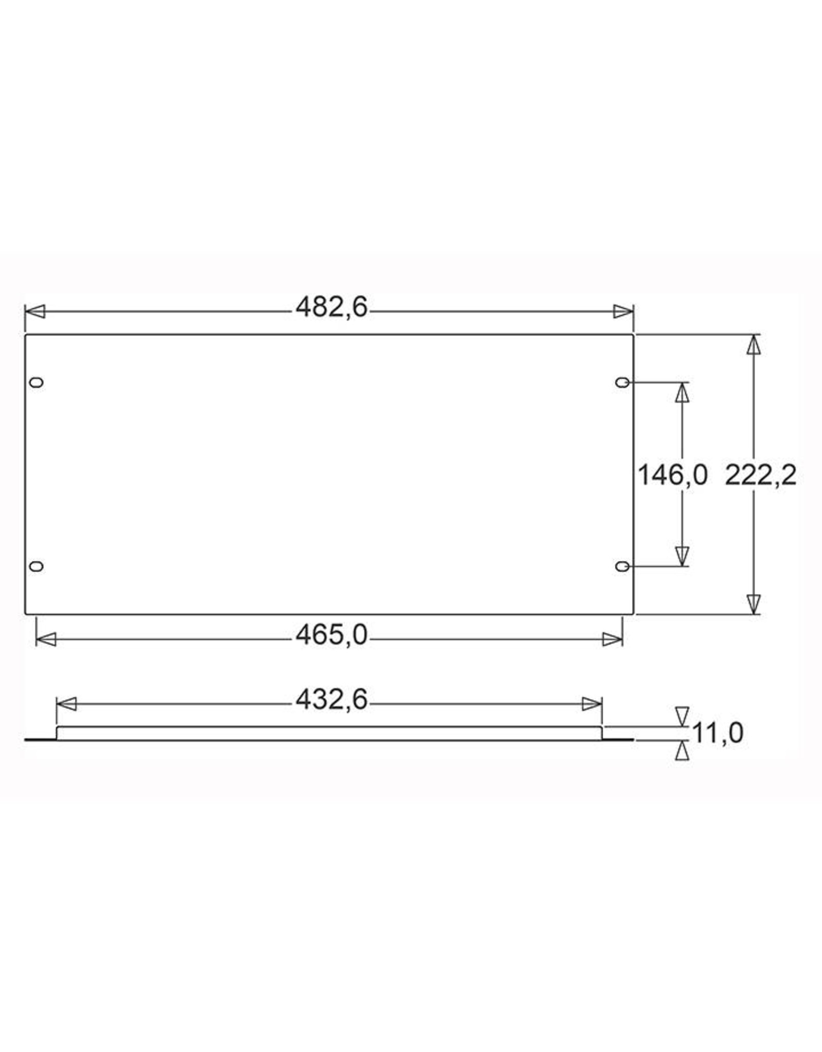 Penn Elcom Penn Elcom plain rack panel, steel, flanged, 5U, black