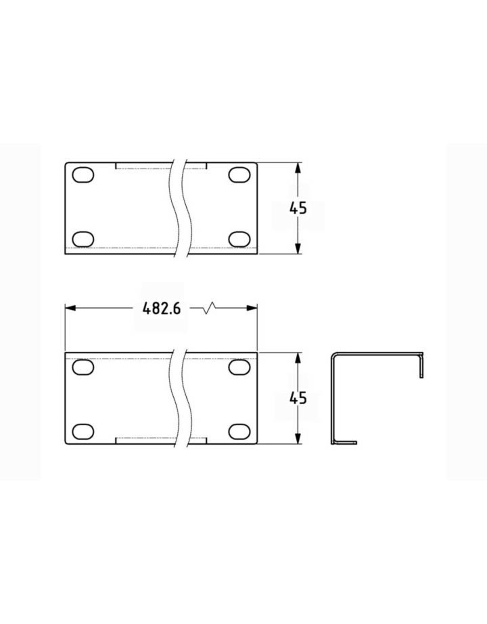 Penn Elcom Penn Elcom corner rack panel 90 degrees, steel, 1U, black