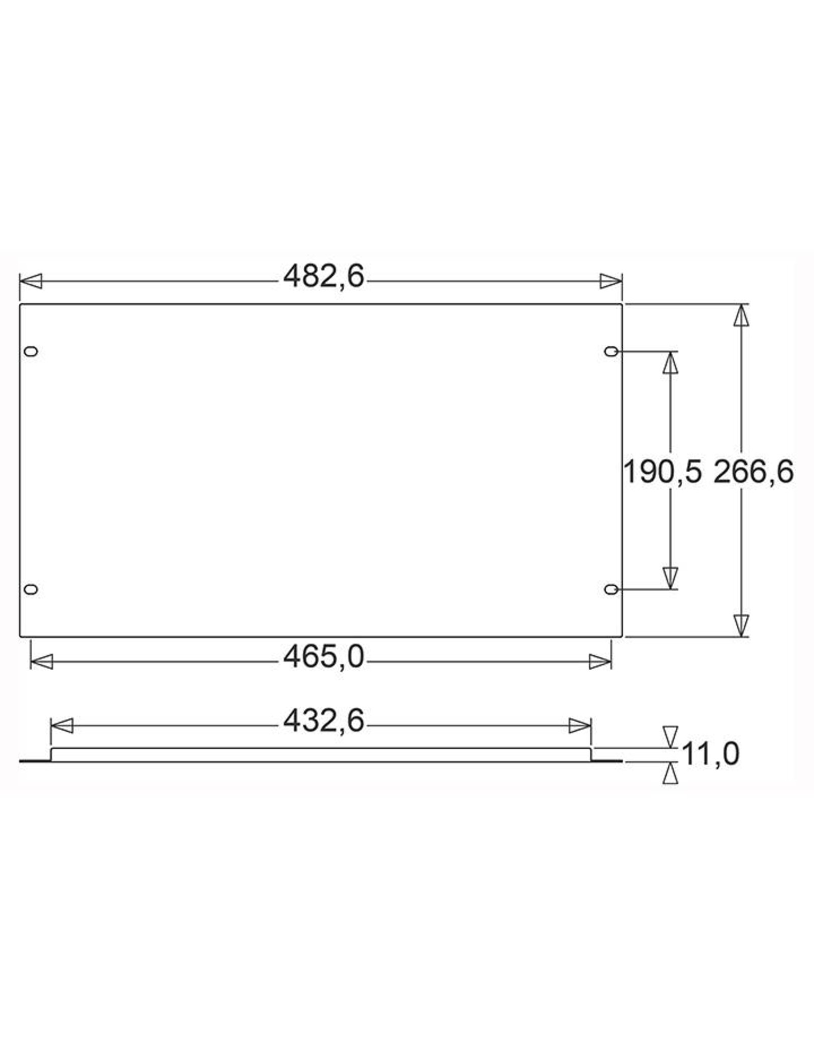 Penn Elcom Penn Elcom plain rack panel, steel, flanged, 6U, black