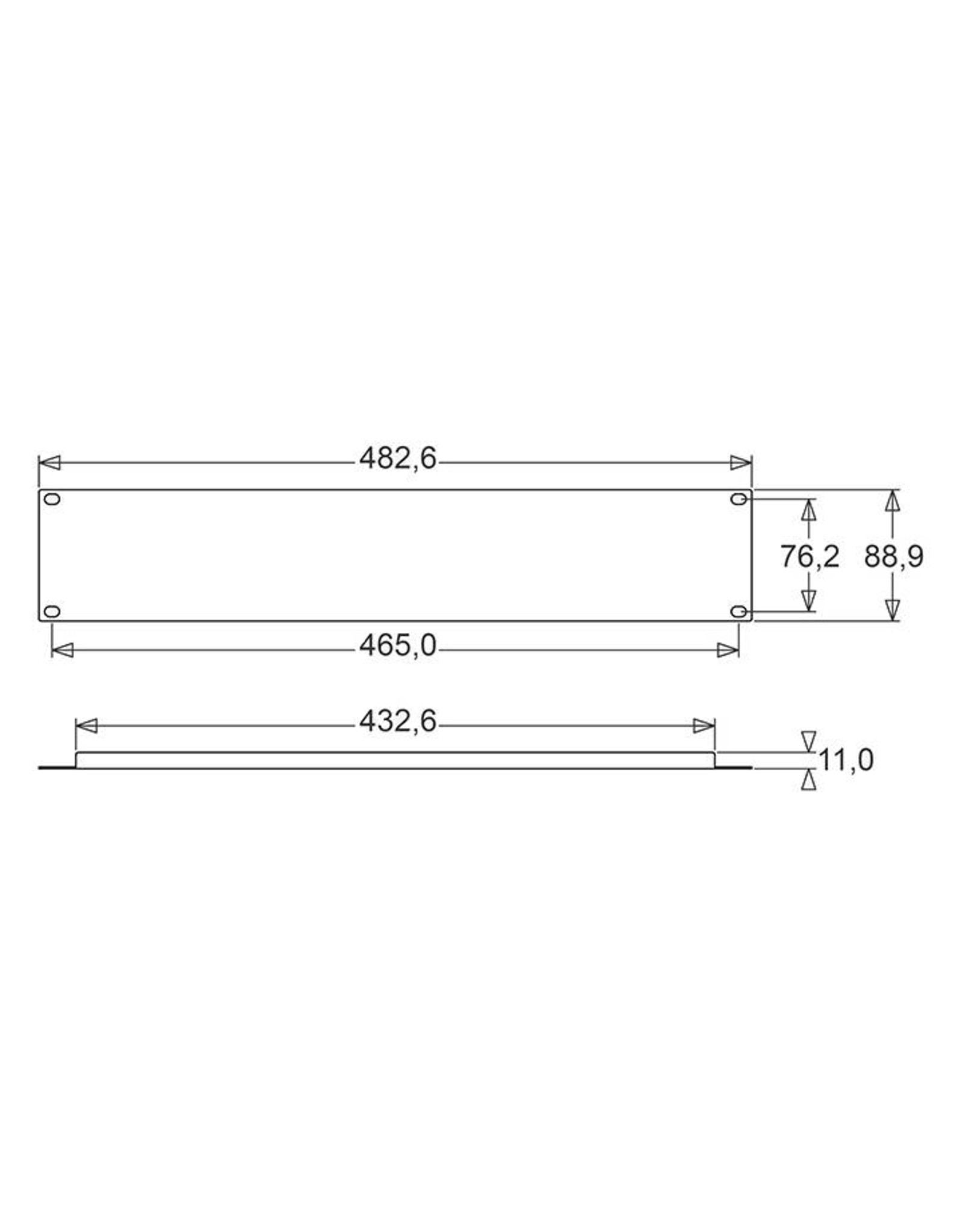 Penn Elcom Penn Elcom plain rack panel, steel, flanged, 2U, black