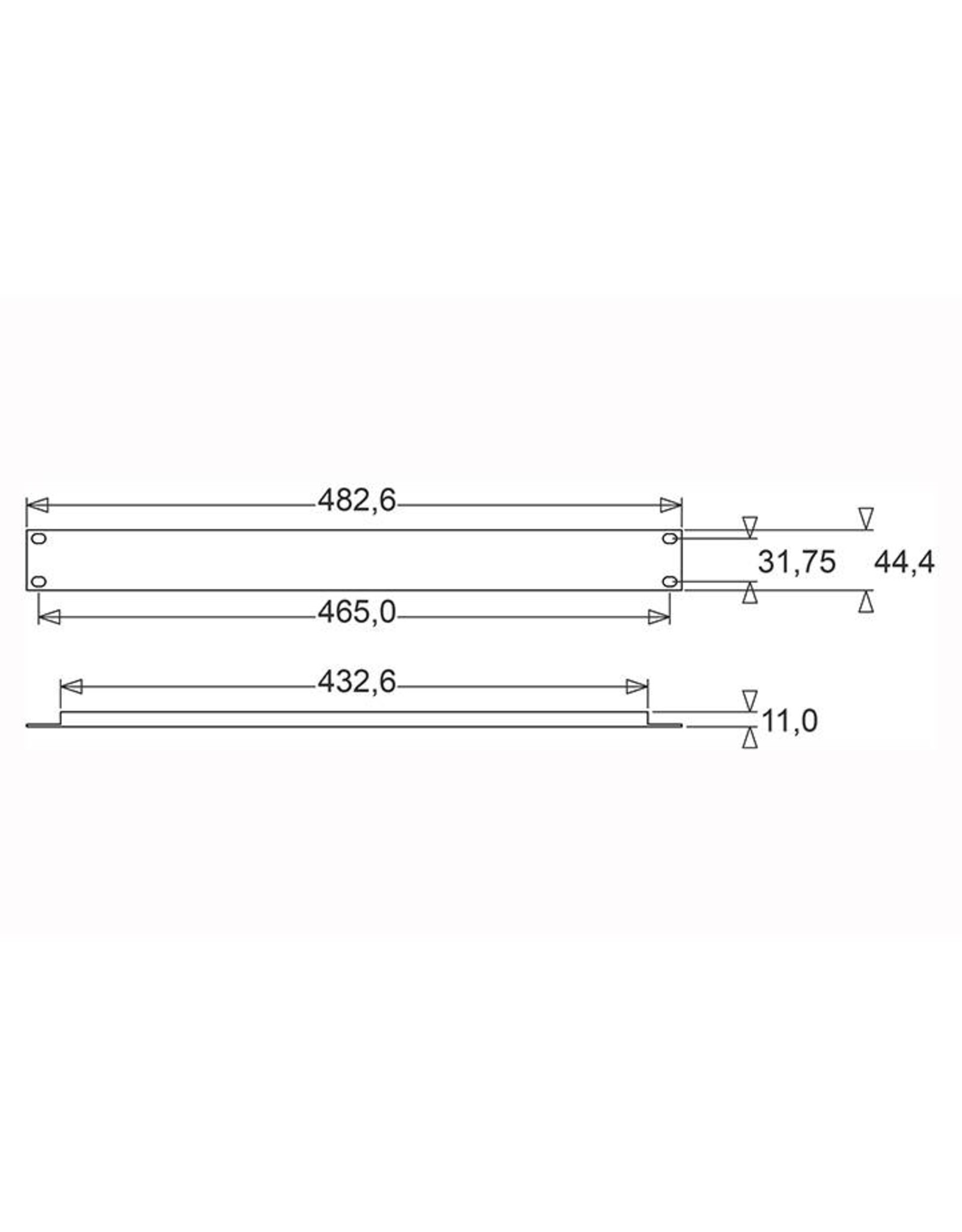 Penn Elcom Penn Elcom plain rack panel, aluminum, flanged, 1U, black