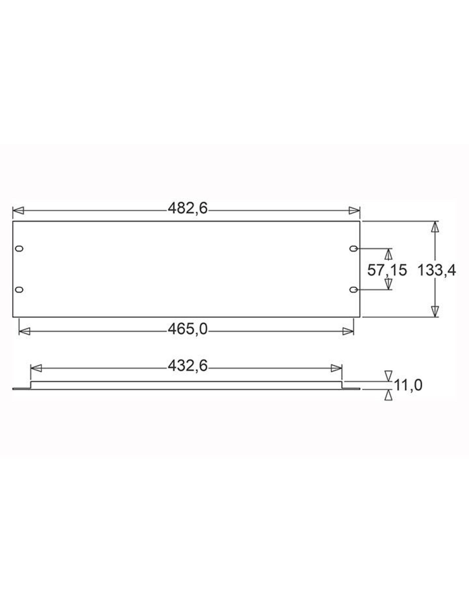 Penn Elcom Penn Elcom plain rack panel, aluminum, flanged, 3U, black