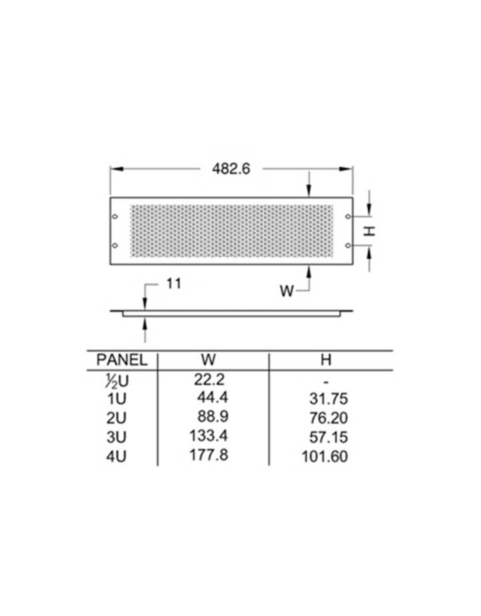 Penn Elcom Penn Elcom flanged steel vented rack panel, 0.5U
