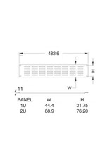 Penn Elcom Penn Elcom flanged vented rack panel (8x5 holes), 2U