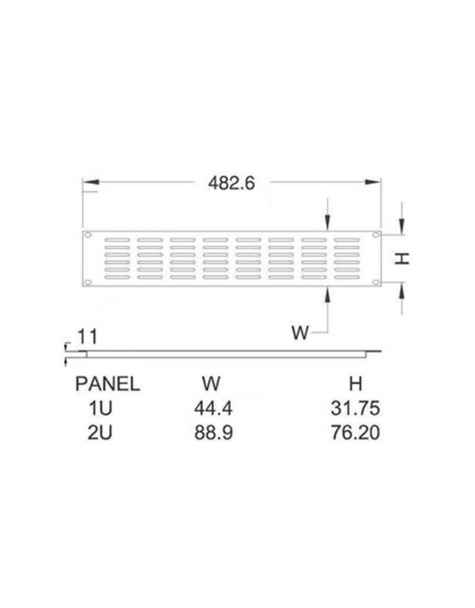 Penn Elcom Penn Elcom flanged vented rack panel (8x5 holes), 2U