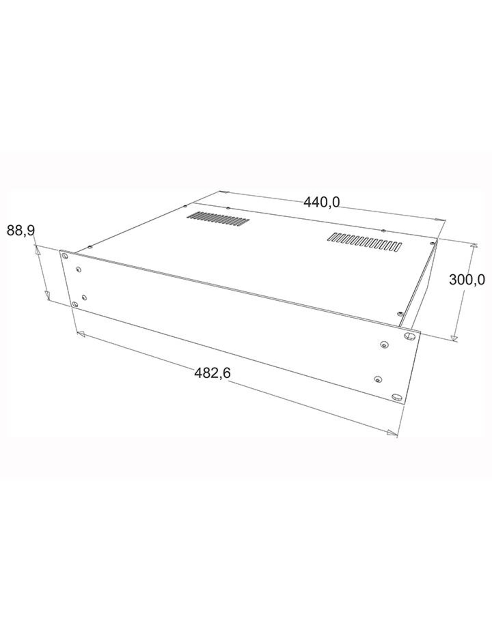 Penn Elcom Penn Elcom 19 inch kast + frontplaat, 2 HE, 300 mm diep