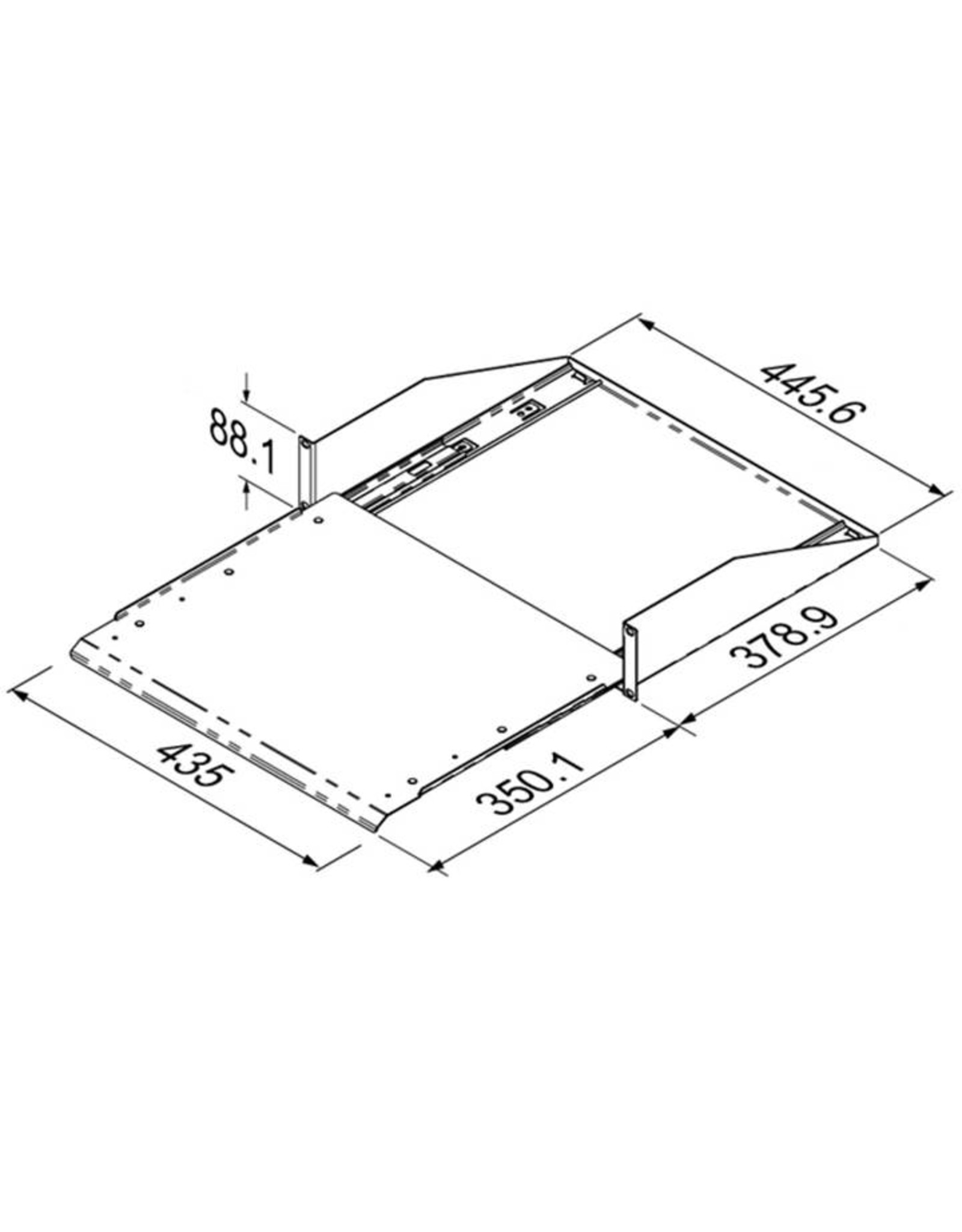 Penn Elcom Extendable drawer plateau, 2U