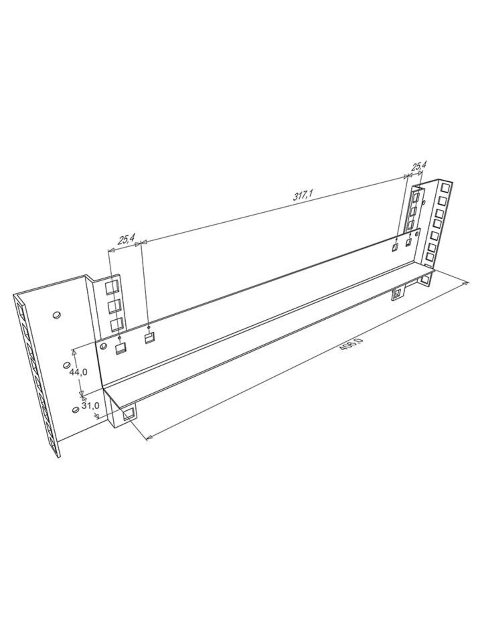 Penn Elcom Rack shelf support, 406 mm long