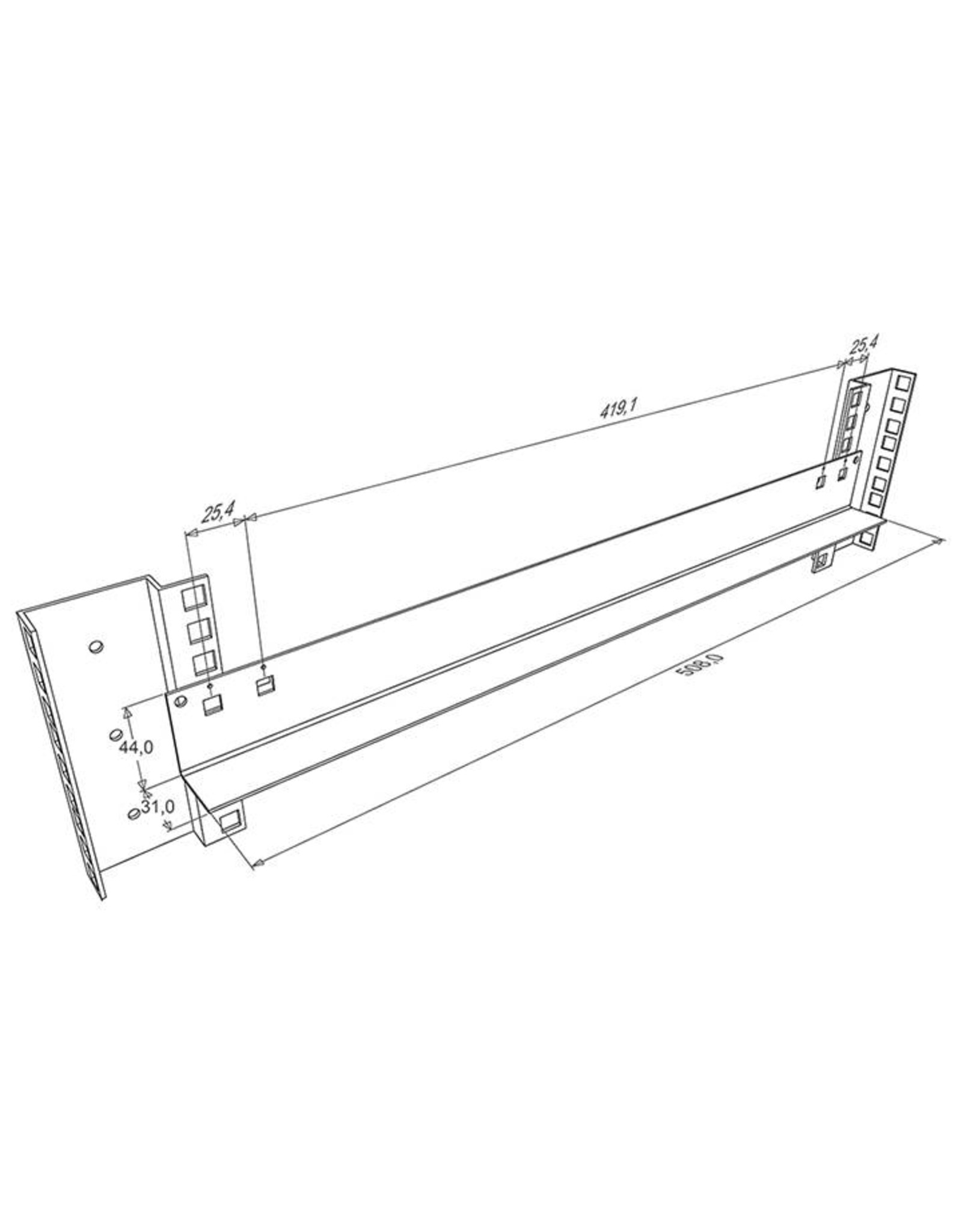 Penn Elcom Rack shelf support, 508 mm long