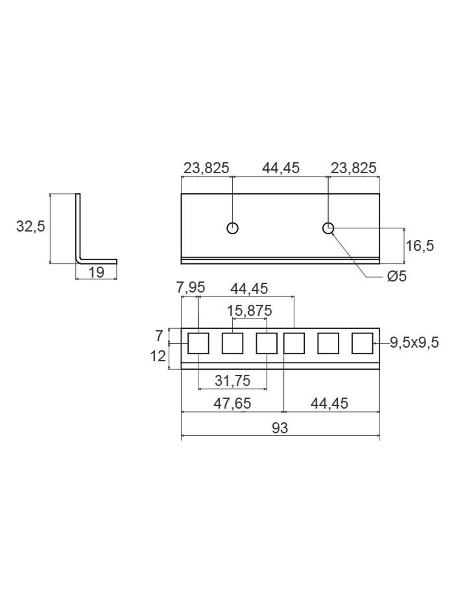 Penn Elcom Penn Elcom 2 U rack strip, die cut, steel, single