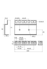 Penn Elcom Penn Elcom 10U rack strip, die cut, steel, double