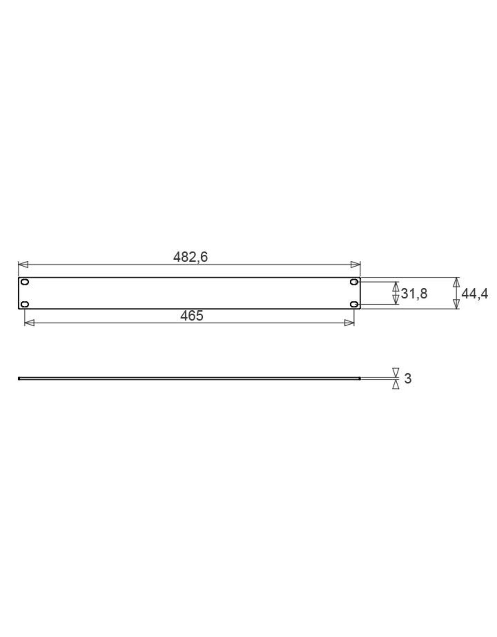 Penn Elcom Penn Elcom plain rack panel, aluminum, flat, 1U, black