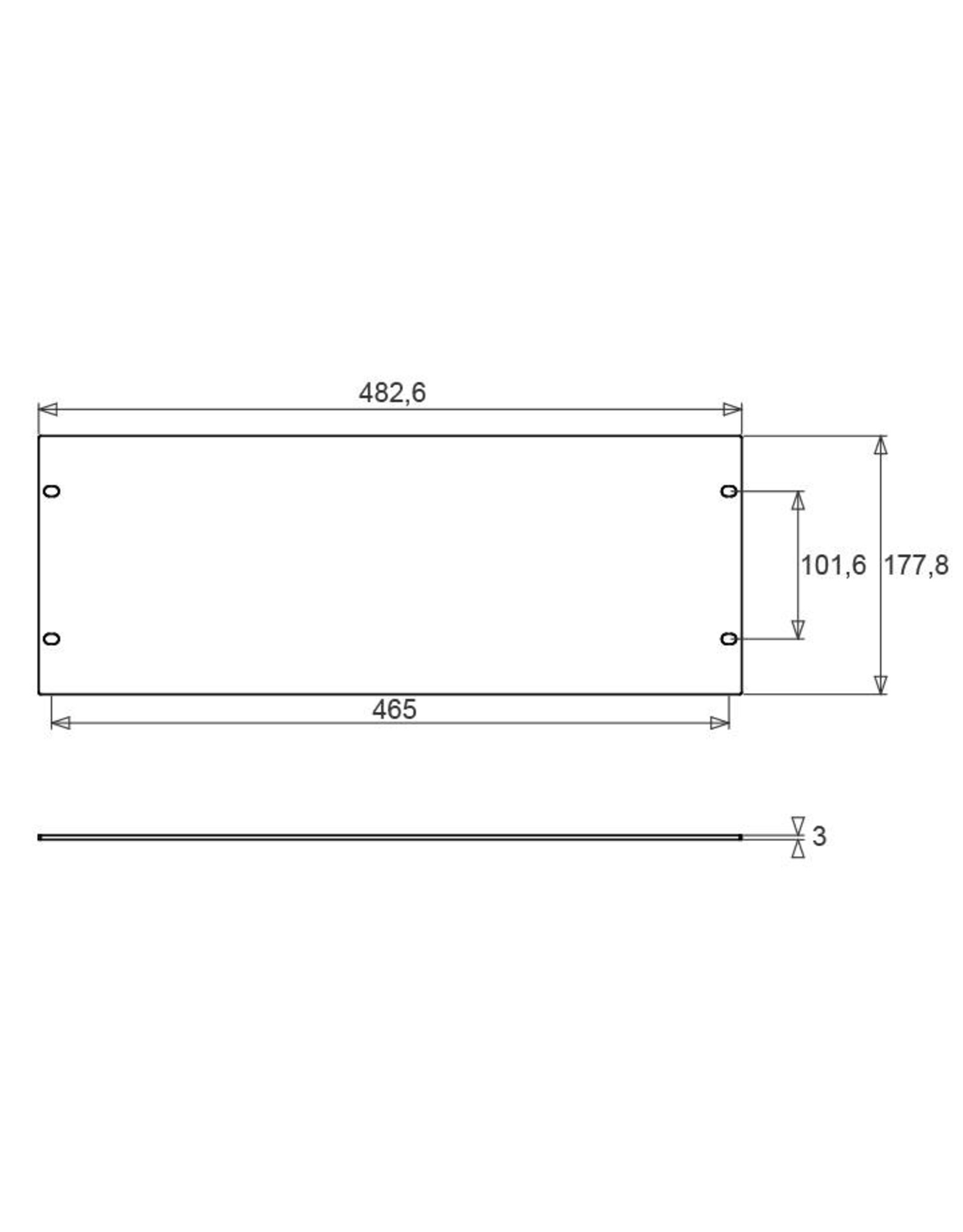 Penn Elcom Penn Elcom frontplaat, aluminium, plat, 4 HE, zwart