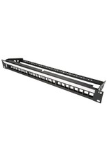 Penn Elcom Punched rack panel 1U, for 24 Keystone modules, with ID Strip and cable support