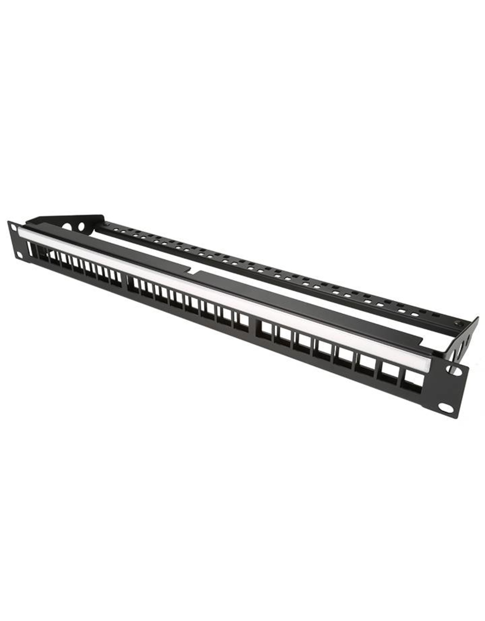 Penn Elcom Punched rack panel 1U, for 24 Keystone modules, with ID Strip and cable support