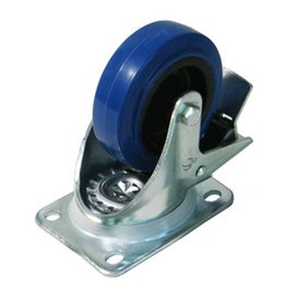 Penn Elcom 80 mm Breaked swivel castor with rubber blue wheel