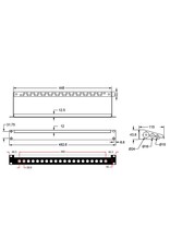 Penn Elcom Punched rack panel, 1U, 20BNC, steel, with cable support and ID strip
