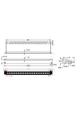 Penn Elcom Punched rack panel, 1U, 24BNC, steel, with cable support and ID strip