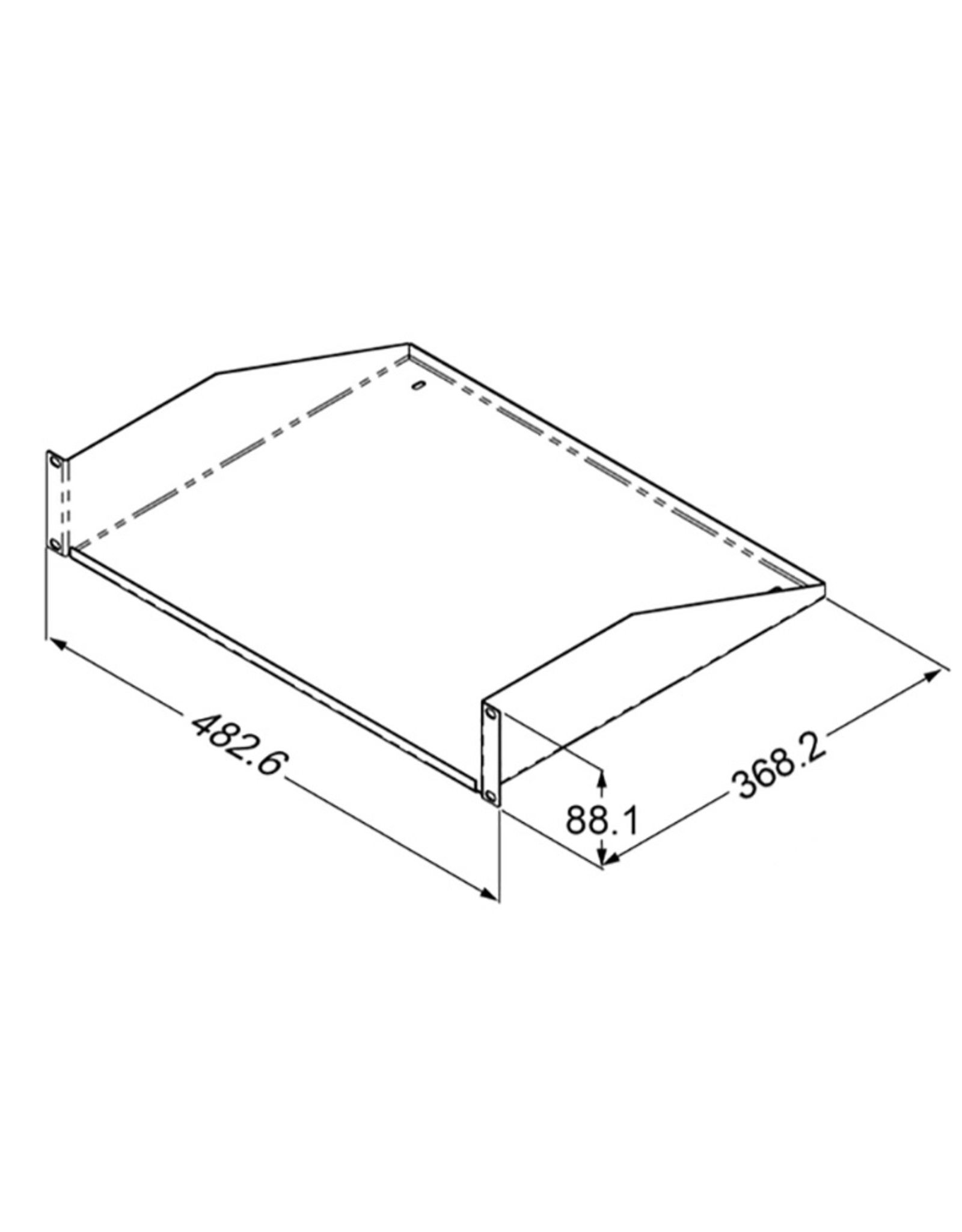 Penn Elcom Insert support 2U, 368 mm deep, with vents
