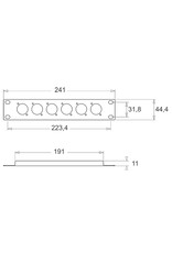 Penn Elcom Penn Elcom rack panel half 19 inch with 6 Neutrik "D" holes, 1U, steel