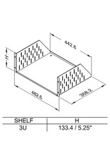 Penn Elcom Insert support 3U, 368 mm deep, with vents