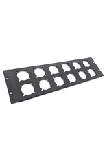 Penn Elcom Punched Rack Panel, 12 Schuko, 3U, steel