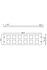 Penn Elcom Punched Rack Panel, 12 Schuko, 3U, steel