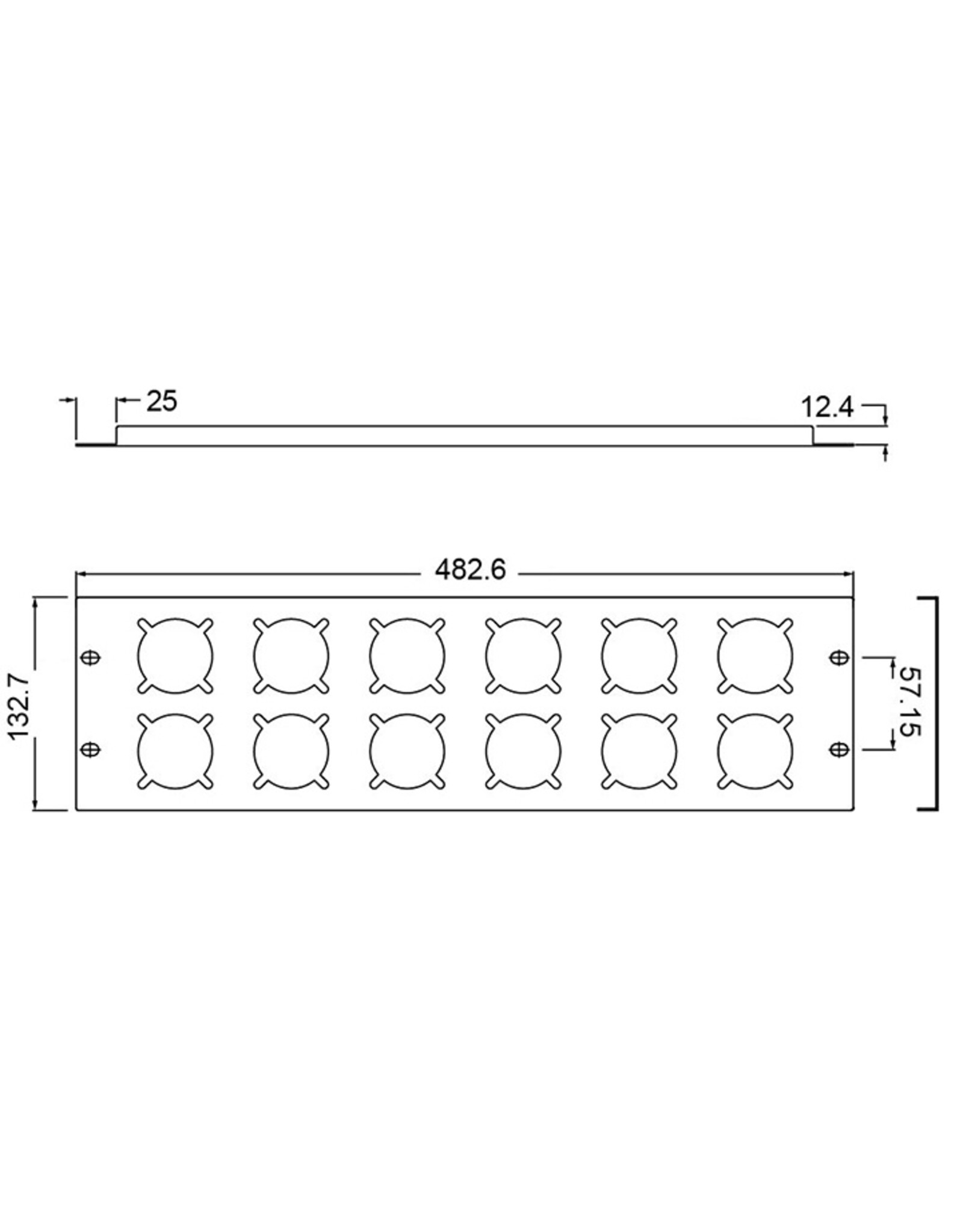 Penn Elcom Punched Rack Panel, 12 Schuko, 3U, steel