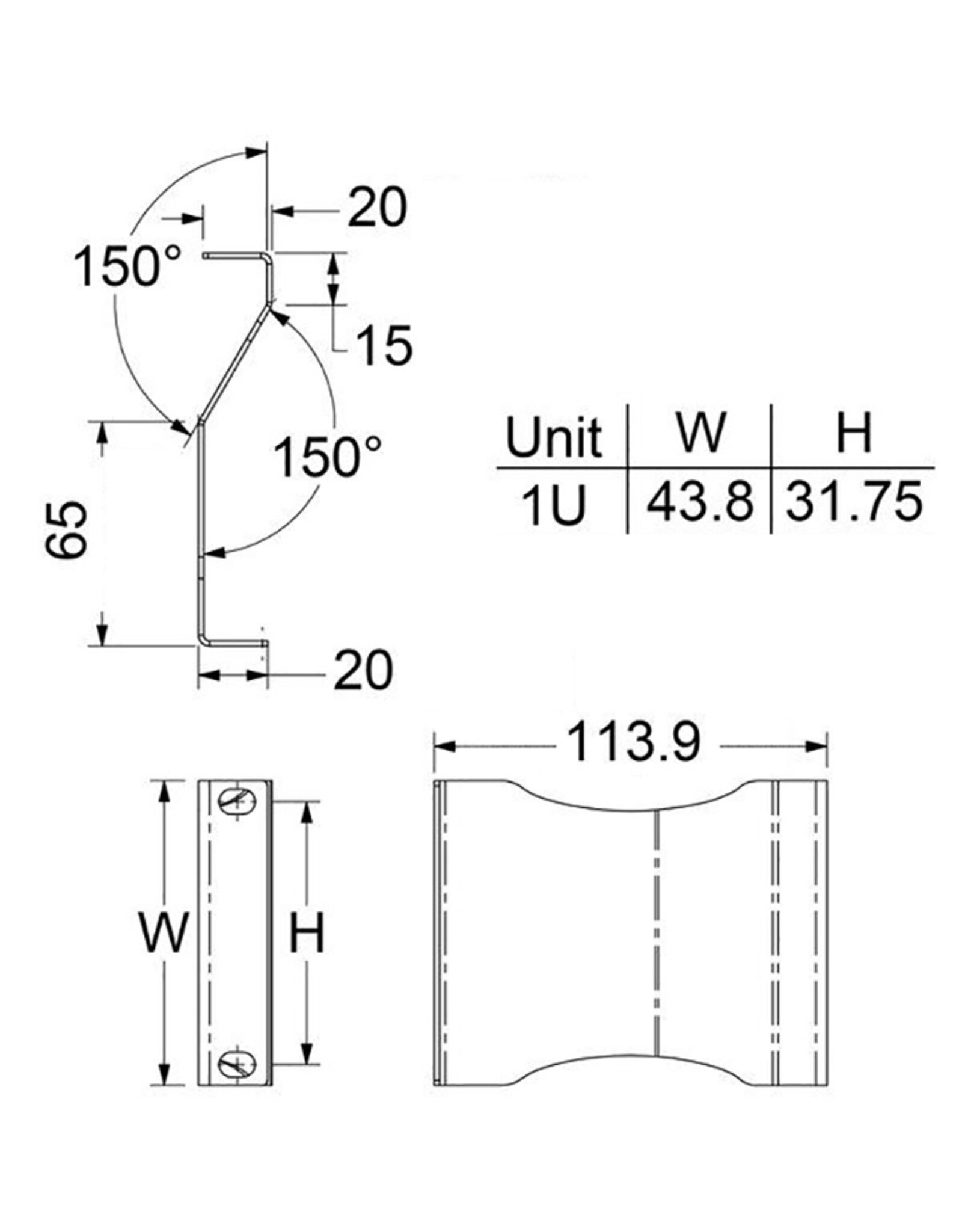 Penn Elcom Penn Elcom 2 HE verdiepte bevestigingsbeugels, per set