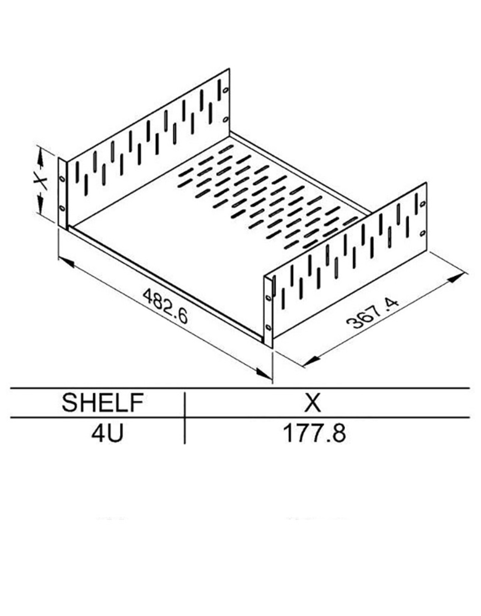 Penn Elcom Penn Elcom Clamping rack shelf 4U, 367 mm deep, for R1288/CBK clamp bar