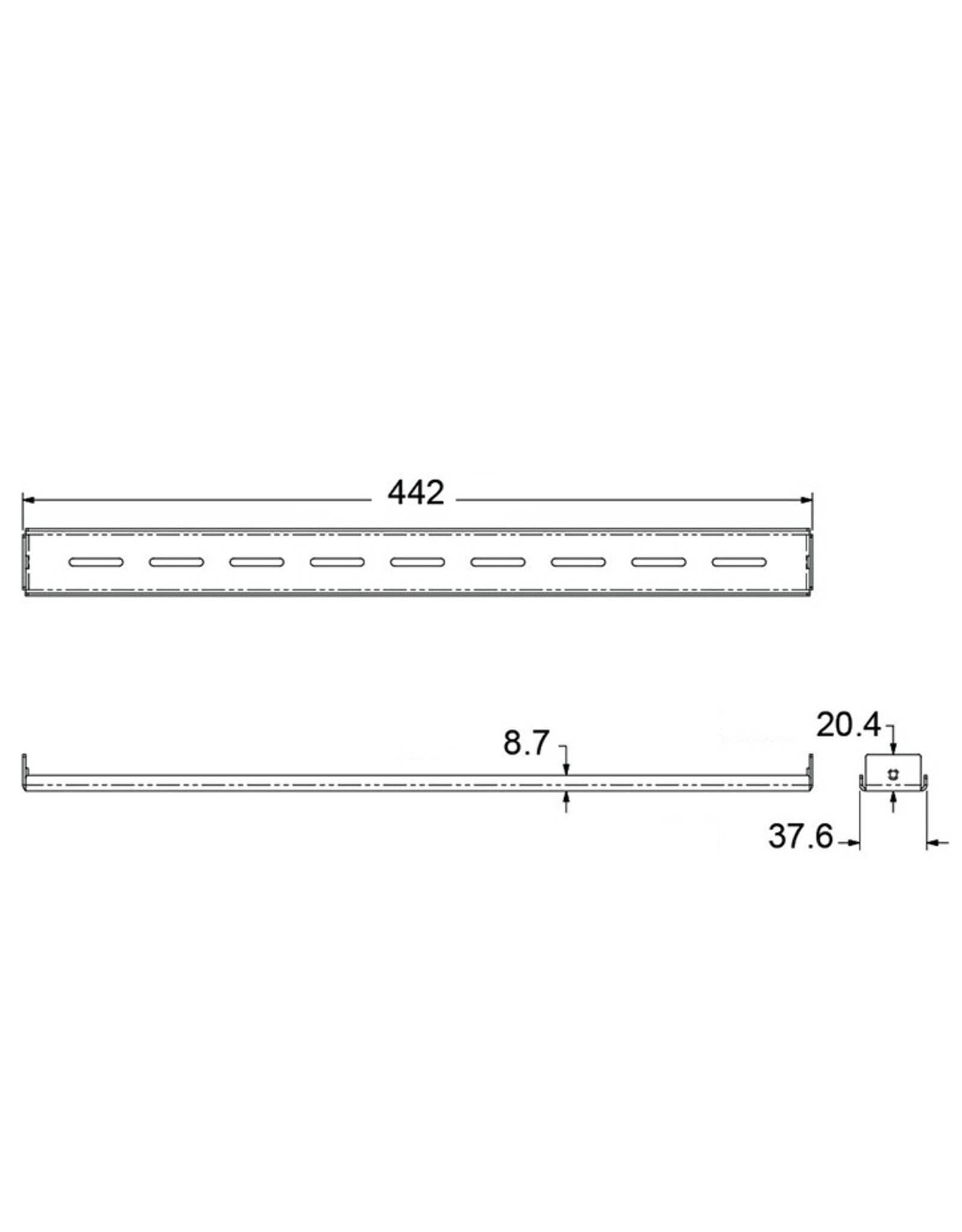 Penn Elcom Penn Elcom clamp bar for use with rack shelves with side slots, black