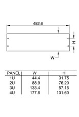 Penn Elcom Penn Elcom plain rack panel, 1.5 mm steel, flat, 2U, black