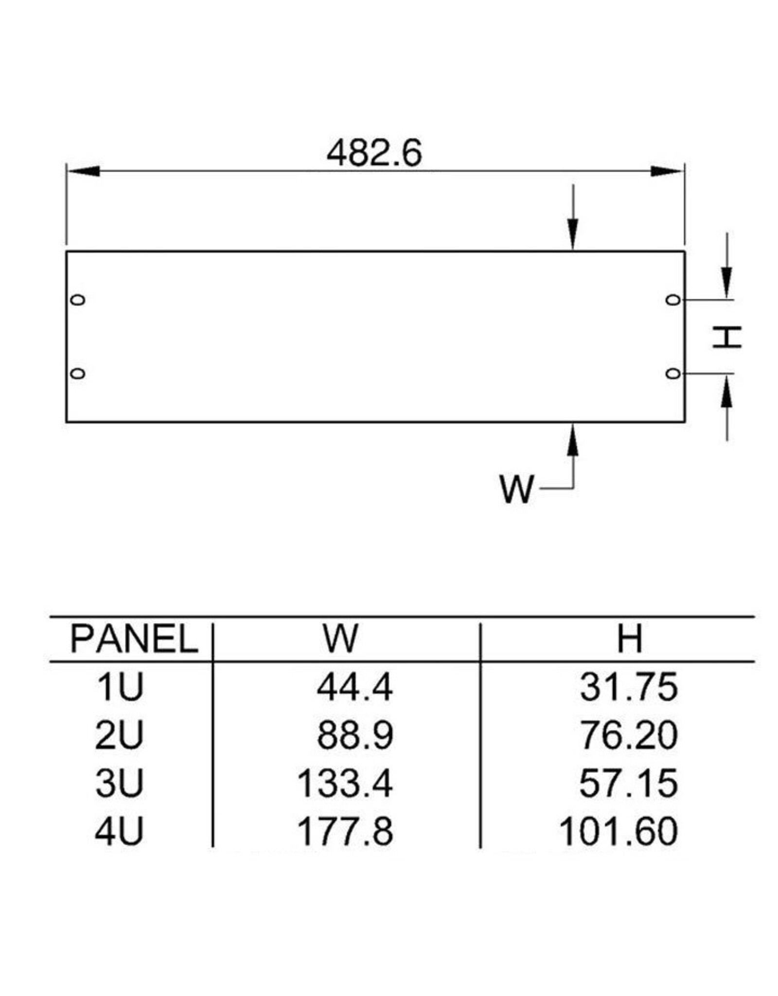 Penn Elcom Penn Elcom plain rack panel, 1.5 mm steel, flat, 2U, black