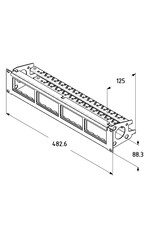 Penn Elcom Penn Elcom Frontplaat 2 HE, voor 16 Euromodules, met ID strip en kabelsupport