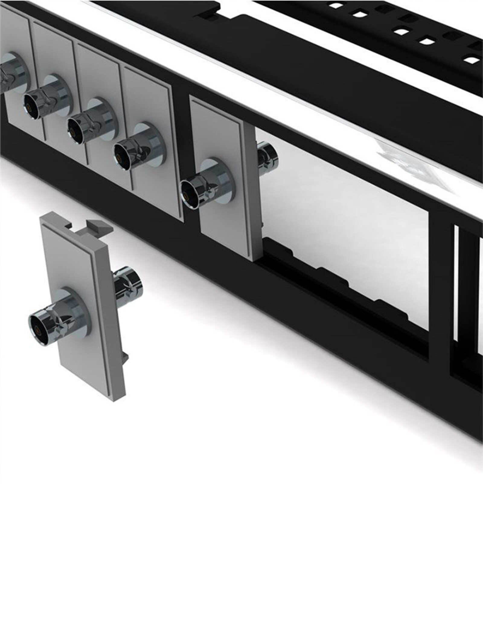 Penn Elcom Penn Elcom Punched rack panel 2U, for 16 Euromodules, with ID strip and cable support bar