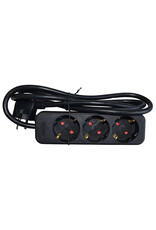 Stekkerdoos 3-voudig randaarde, zwart, snoer 1,4 m