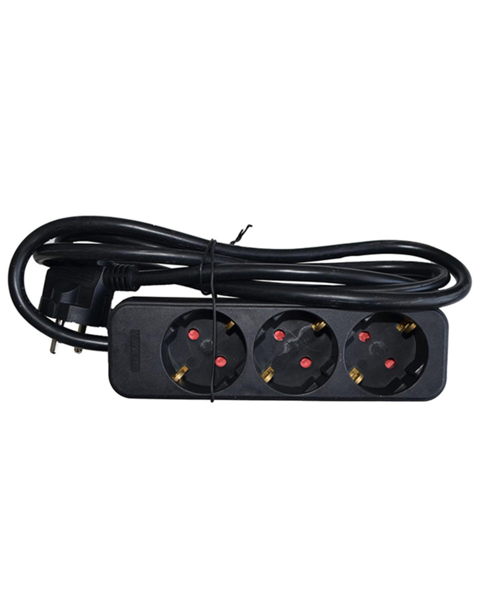 Grounded 3-way power strip, black, 1.4 m powercord