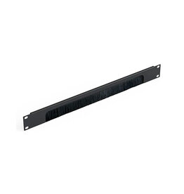 Penn Elcom Punched rack panel 1U, black, with open cable access slot and brushes