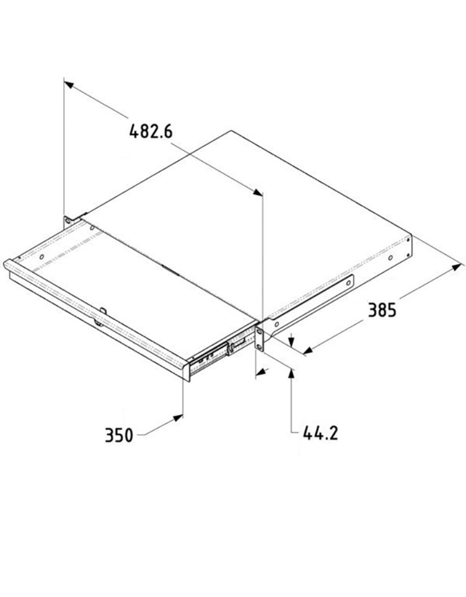 Penn Elcom Penn Elcom rack drawer, 1U, 385 mm deep, with handle and key lock
