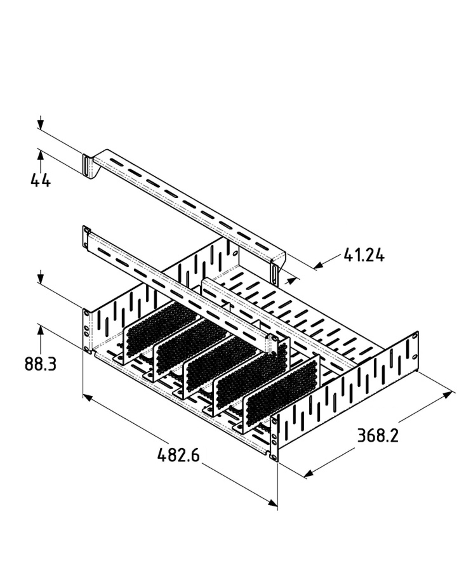 Penn Elcom Penn Elcom Utility rack shelf, with vertically mountable distribution system, 2U