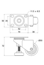 Penn Elcom Penn Elcom zwenkwiel 50 mm met verstelbare voet