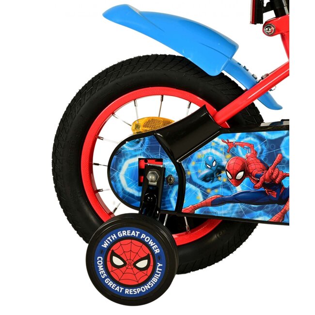 Spider Man jongensfiets 12 inch blauw/rood