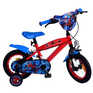 Volare Ultimate Spiderman jongensfiets 12 inch blauw/rood Twee handremmen