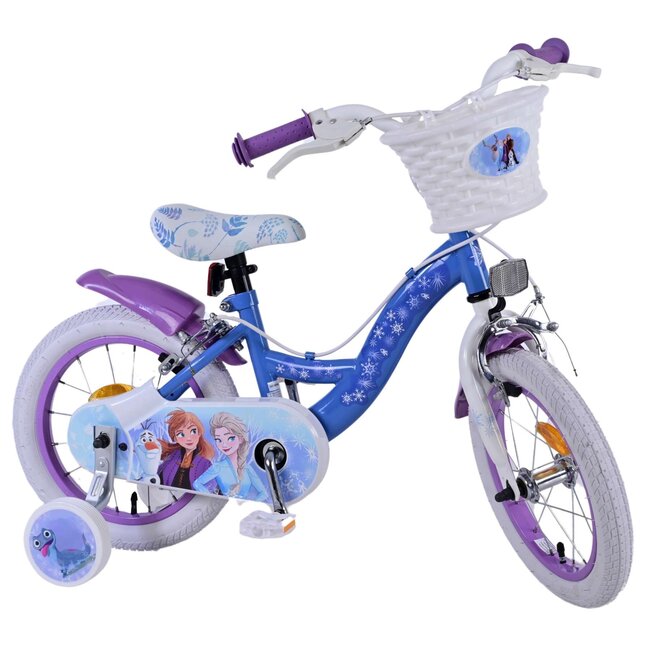 Volare Frozen meisjesfiets 14 inch blauw/paars Twee handremmen