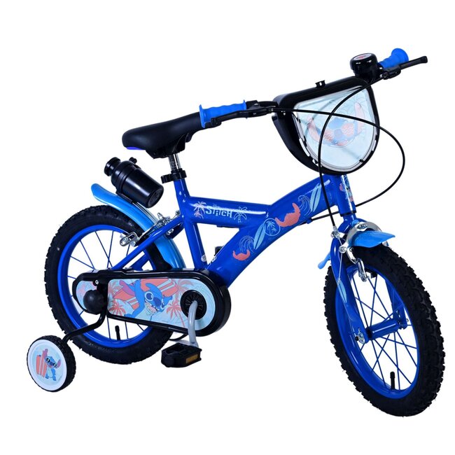 Volare Disney Stitch jongensfiets 14 inch blauw Twee handremmen