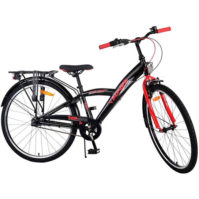 Volare Thombike jongensfiets 26 inch zwart rood 3 versnellingen