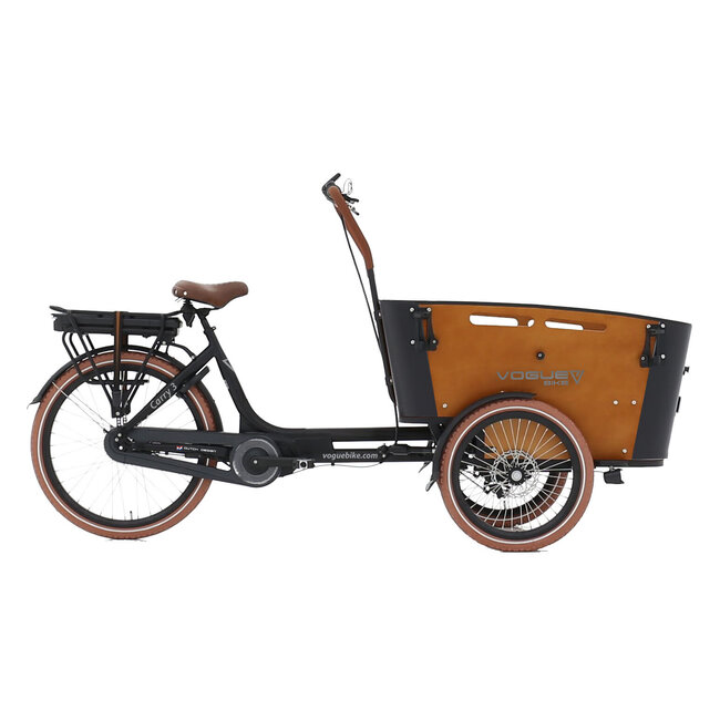 Vogue  Carry 3 Elektrische Bakfiets 8Versnellingen Mat Zwart Bruin  Zwart