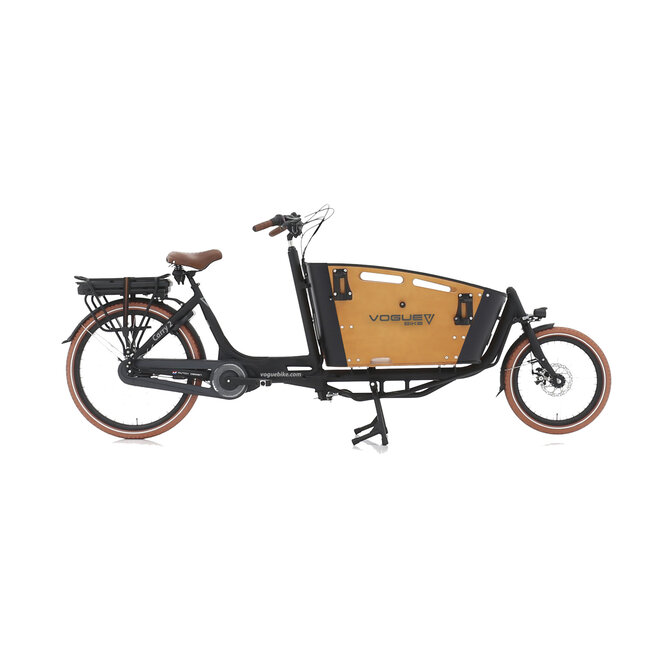 Vogue  Carry 2 Elektrische Bakfiets 8Versnellingen Mat Zwart Bruin Zwart