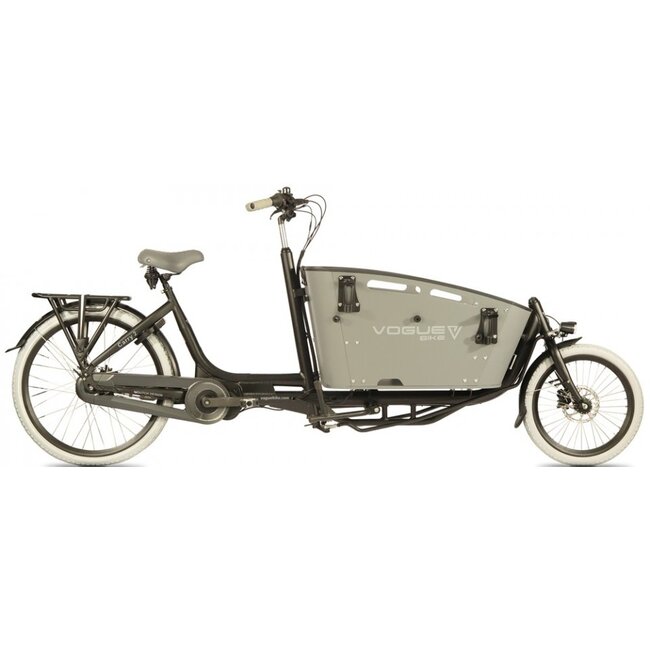 Vogue  Carry 2 Elektrische Bakfiets 8Versnellingen Mat Zwart Grijs